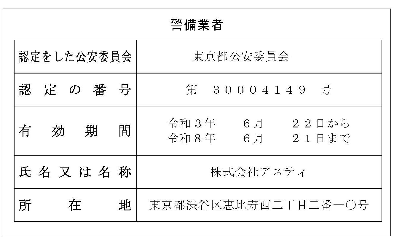 警備認定証